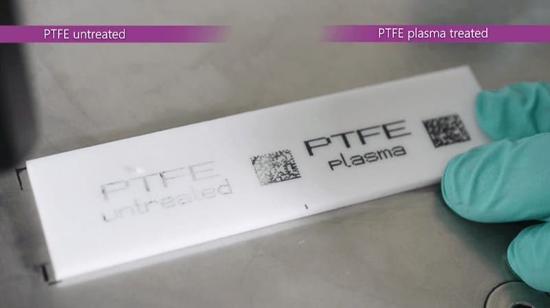 plasma technology for better ink adhesion and highest print quality: Adhesion test of inkjet printing on untreated and plasma-treated PTFE