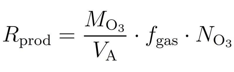 where VA is the molar volume and MO3 - the molar mass of ozone (48 g/mol).