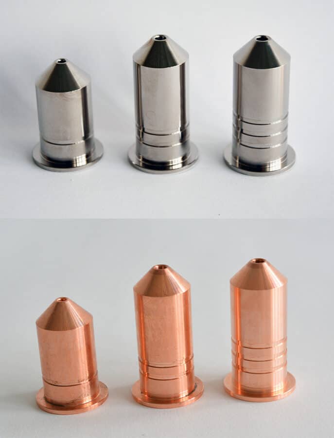 Comparison of new and old nozzles